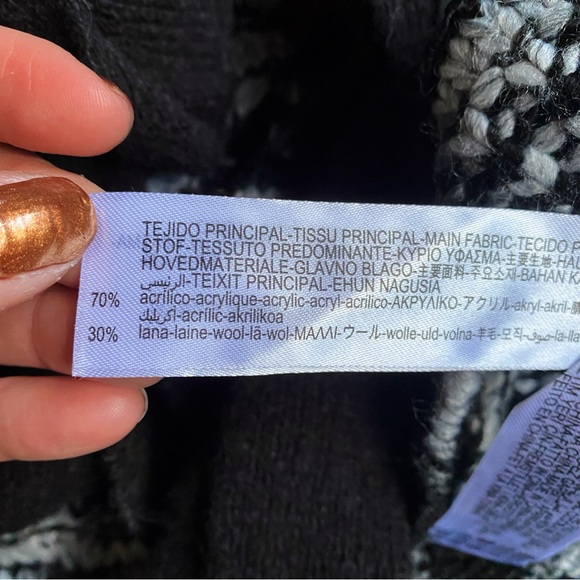 🖤 ZARA GREY BLACK CHUNKY KNIT PERFORATED BELTED SWEATER! - Picture 14 of 16